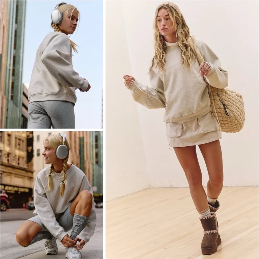 NWT Free People For The Win Pullover in Oatmeal Heather
